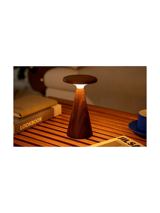 Gingko Kunststoff Tischlampe LED mit Braun Schirm und Basis