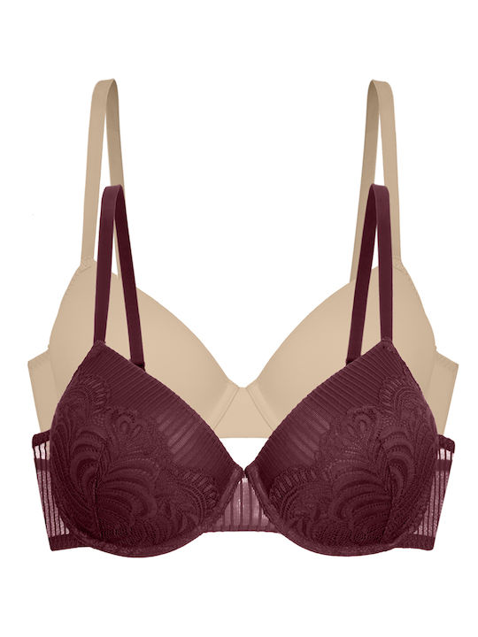 Red/beige Minimizer Σουτιέν με Μπανέλες 2Pack