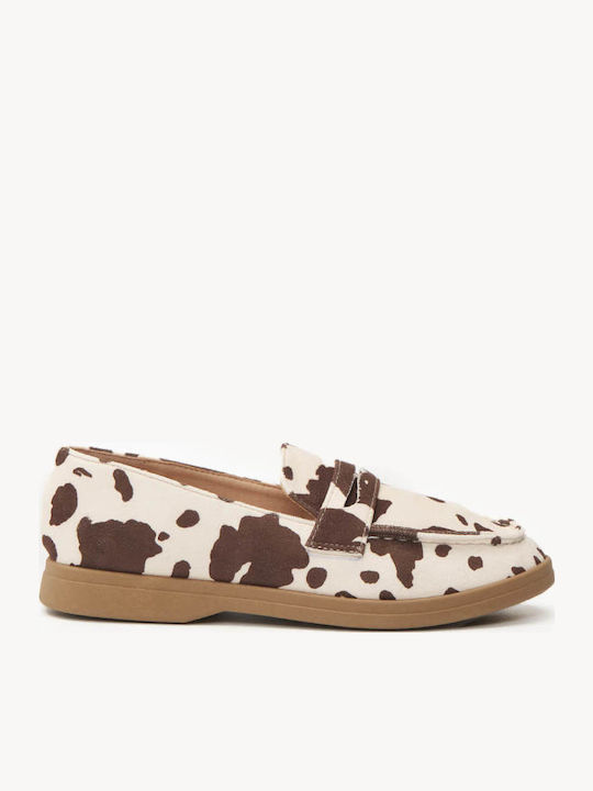 Cow Print Moccasins Decorative Stitch Strap