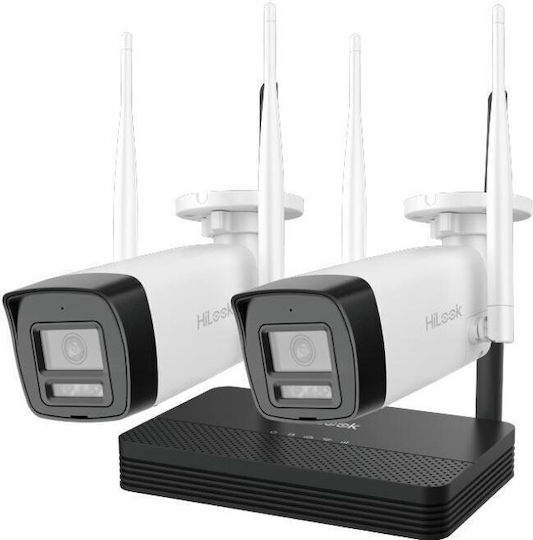 Hikvision Σύστημα Παρακολούθησης 2x IPC-B140HA-LDF/W/ 1x NVR-DS-7104NI-S1/W 2 Ασύρματων Καμερών IP με Καταγραφικό