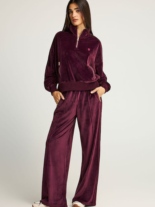 Women's Blouse Velvet Burgundy