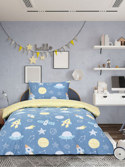 Kocoon Seturi de cearșafuri Single Cu elastic Bumbac Albastru deschis 100x200cm
