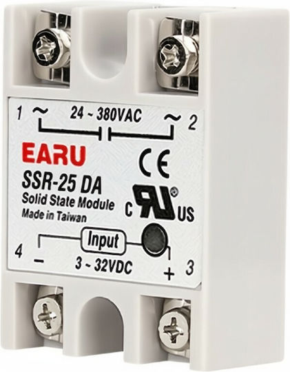 Earu Ssr-25da 25a Output Ac24-380v Solid State Relay