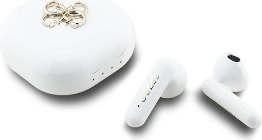 Guess 4G Metal Logo In-ear Bluetooth Handsfree Căști cu Carcasă de Încărcare Alb