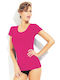 Kurzärmelig Fuchsie Damen T-Shirt