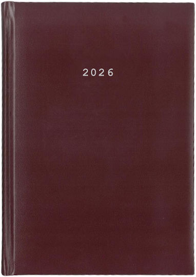 Next Next Дневник 2026 Basic Дневен С твърда подвързия Бордо 12x17 см Възможност за печат
