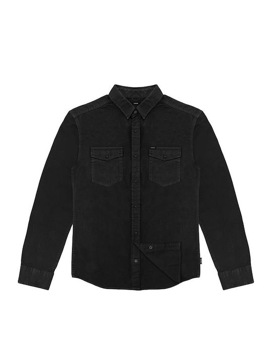 Rebase Μακρυμάνικo Πουκάμισο Off Black