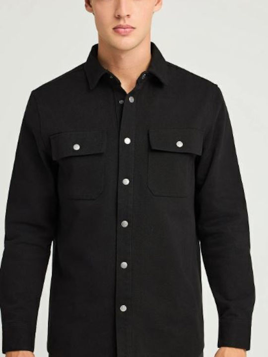 Long Sleeve Denim Overshirt Black
