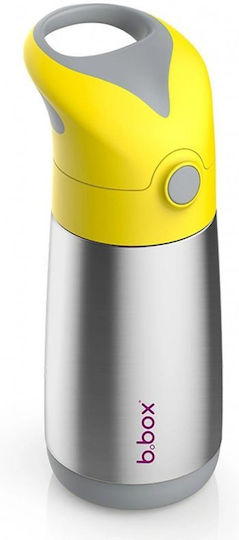 B.Box Glass Thermos Stainless Steel BPA Free 350ml Yellow with Straw and Handle