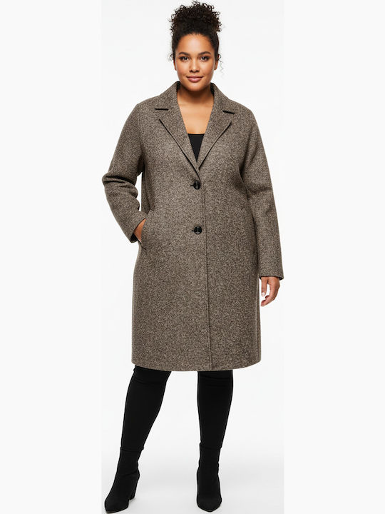 Only Carmakoma Damen Beige Mantel mit Knöpfen 15350055 Skroutz