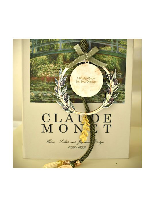 LiebeQueen Handmade Hanging Lucky Charm Olive Branch Gold made of Wood 1pcs