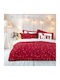 Nima Duvet Cover Set Cotton Queen with 2 Pillowcases 220x240 Everlove Red-beige