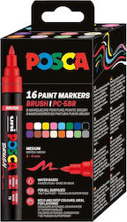 Posca Маркери за рисуване 4mm Комплект 16 цвята Posca Маркери за рисуване 4mm Комплект 16 цвята