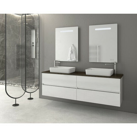 Drop Luxus 160 Шкаф със Мивка & Огледало White Glossy