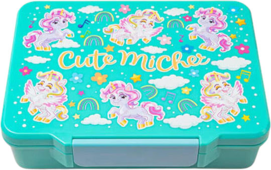 Queen Mother Plastic Kids' Food Container Unicorns 1lt Green x x 16cm