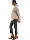 Langärmeliges Damen-Satin-Hemd Silver Mink