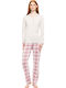 Pink Label Winter Damen Pyjama-Set Off White
