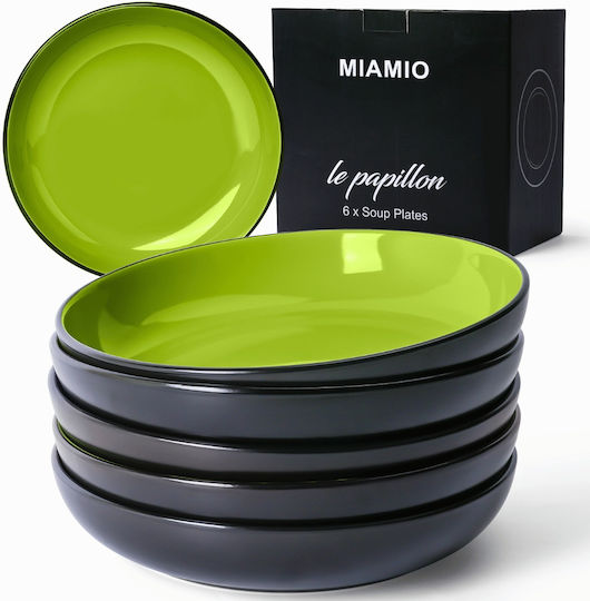 Miamio Σερβίτσιο Πιάτων Κεραμικό Πράσινο 6τμχ Miamio Σερβίτσιο Πιάτων Κεραμικό Πράσινο 6τμχ