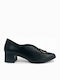 Leder Spitze Zehe Pumps Schwarz