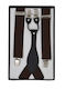 Men's Monochrome Brown Leatherette 35mm Adjustable Suspenders Oem 30122
