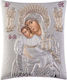 Silver Icon of the Virgin Mary Axion Esti 7.5 Cm x 10 Cm Eik0023