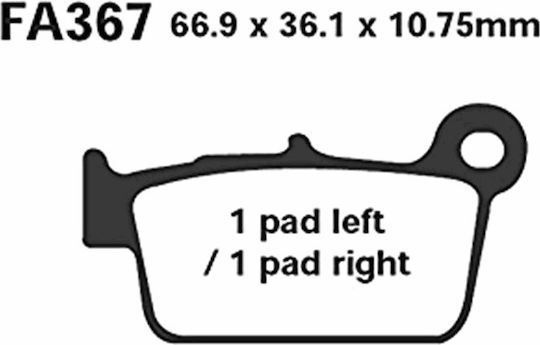 Brake Pads Fa367 Adige P205 Asx Organic Kx450f Rmz250/450 Yz125/250 Wrf450 Yz450f Rear