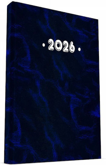 Daily Diary Pvc Pegasus 2026 21x29 Marble Blue