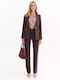 Women's Fabric Trousers Straight Line Brown