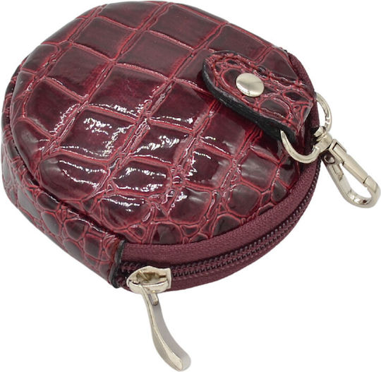 Round Wallet Hook for Knitted Bags 10cm Burgundy Leather