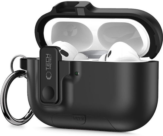 Tech-Protect Slim Hook Hülle Kunststoff mit Haken in Schwarz Farbe für Apple AirPods Pro 3