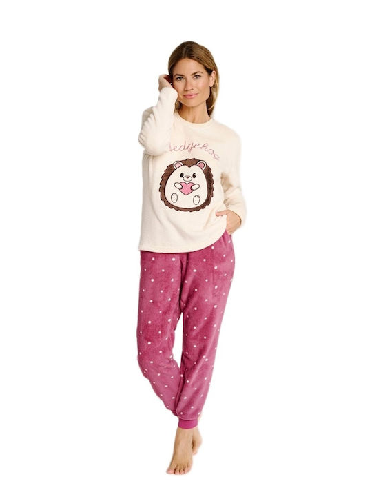 Muydemi Set Pijamale pentru Femei Ecru/burgundy