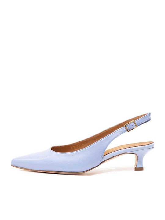 Mia Leather Blue Low Heels