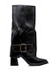 Leder Damenstiefel Schwarz