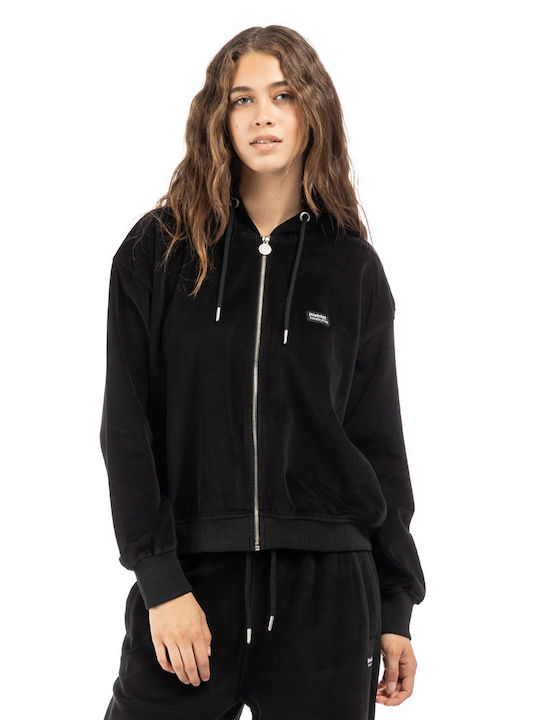 Women's Sweatshirt Jacket Velvet Hooded Black