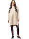 Long Women's Sweatshirt with Hood Beige