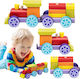 Cubika Train Locomotive Toy Wooden Colorful Cars Blocks Stacking