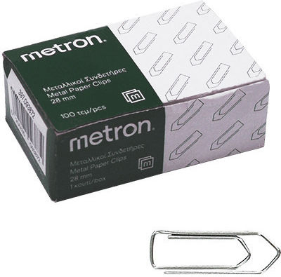 Paper Clips Metron 100 Pieces No3 28mm 10 Boxes