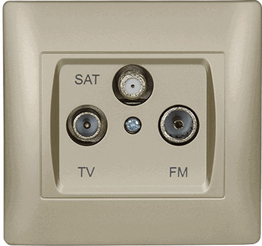 Rhyme Champagne Metallic TV+FM+Sat Television and Radio Socket