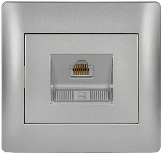 Πρίζα Δικτύου Rj45 Cat5e Rhyme Grey Metallic