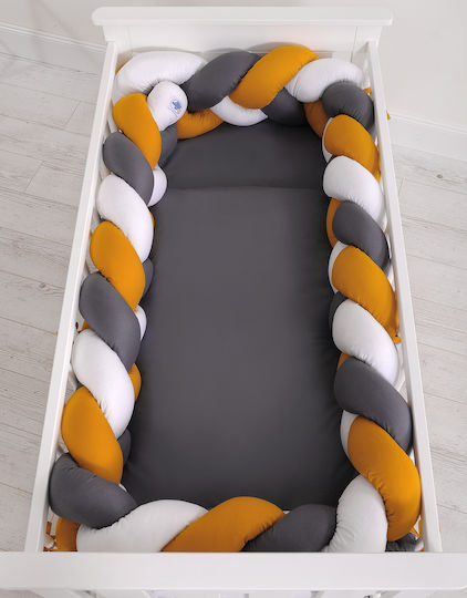 My Sweet Baby Crib Bumpers Braided Inside White, Mustard, Anthracite