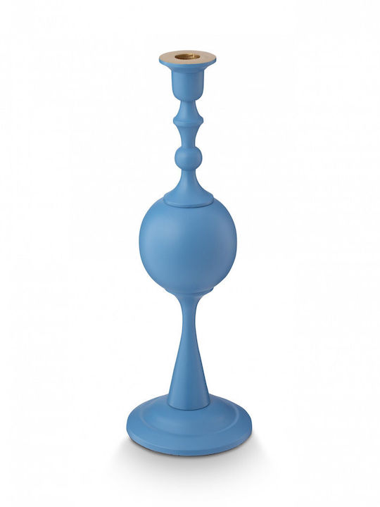 Pip Studio Μεταλλικο Κηροπηγιο Ματ Γαλαζιο 37cm