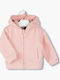 Kids Cardigan Fleece with Hood Pink