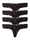 Γυναικεία String MultiPack με Δαντέλα Black