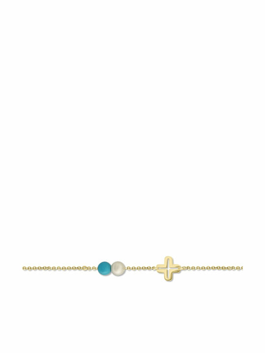 Ekan Kids Bracelet from Gold 14K with Σταυρό