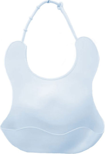 Weikang Waterproof Bib Silicone with Lace Band & Pocket Blue
