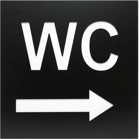 515 Σήμανση Τετράγωνη Inox Wc Κατεύθυνση Προς Δεξιά 12x12 Εκ Μαύρο Ματ