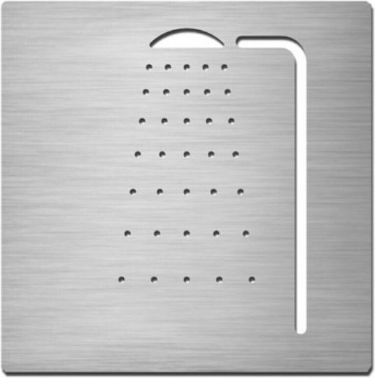 505 Σήμανση Τετράγωνη Inox Ντουζ 12x12 Εκ