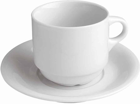 Stackable Porcelain Tea Cup Saucer 14 Cm Gtsa Set 6 Pieces