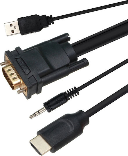 VCOM Кабел HDMI мъжки - VGA мъжки 1.8м Черен