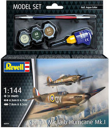 Revell Model Set Airplane Spitfire Mk.ia Hurricane Mk.i Scale 1:144 Rev63771